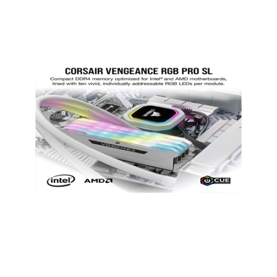 Corsair VENGEANCE RGB PRO SL 16GB (2x8GB) DDR4 DRAM 3200MHz C16 White Desktop RAM